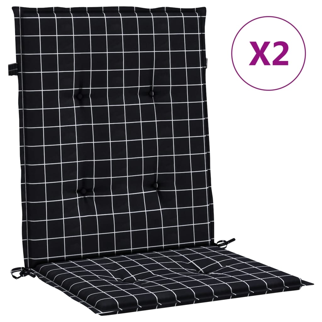 Vidaxl Chair cushions 2 pcs Low back window pattern Fabric Black