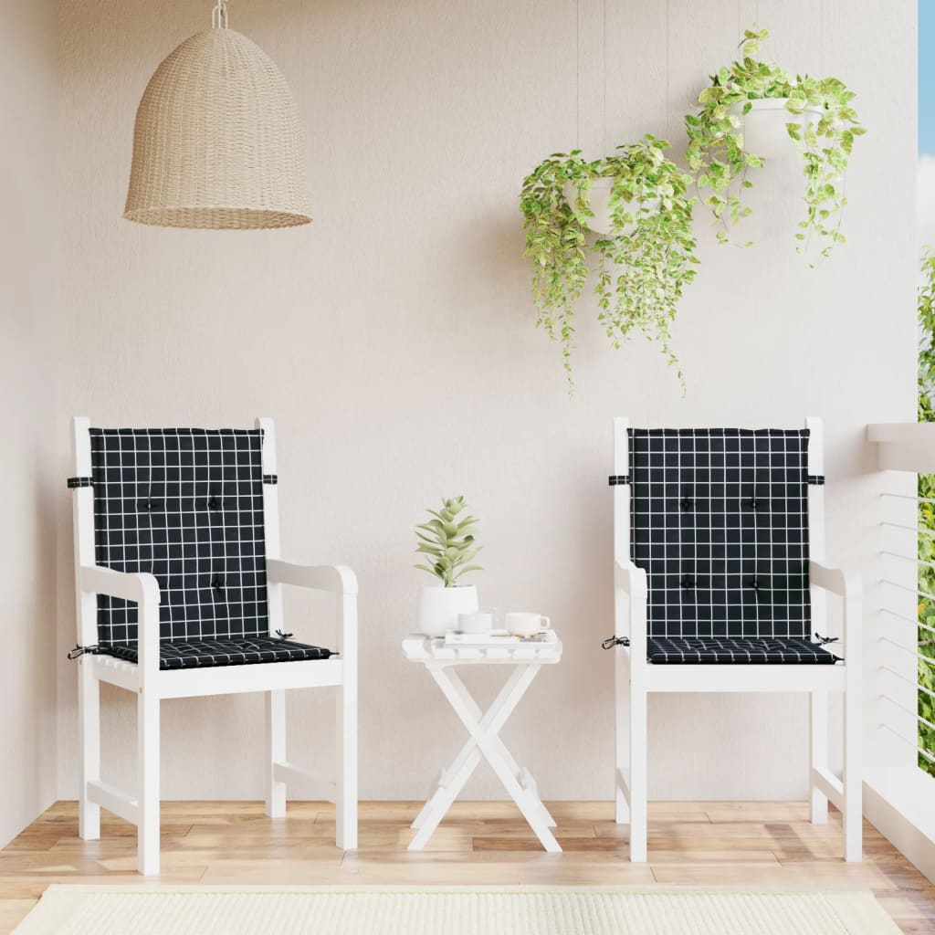 Vidaxl Chair cushions 2 pcs Low back window pattern Fabric Black