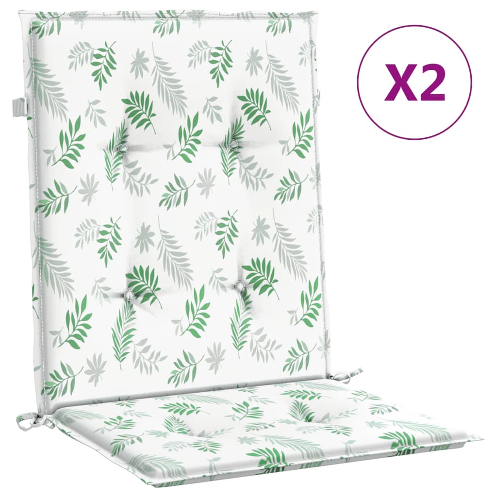 VidaXL chair cushions 2 pcs low back dust leaf pattern