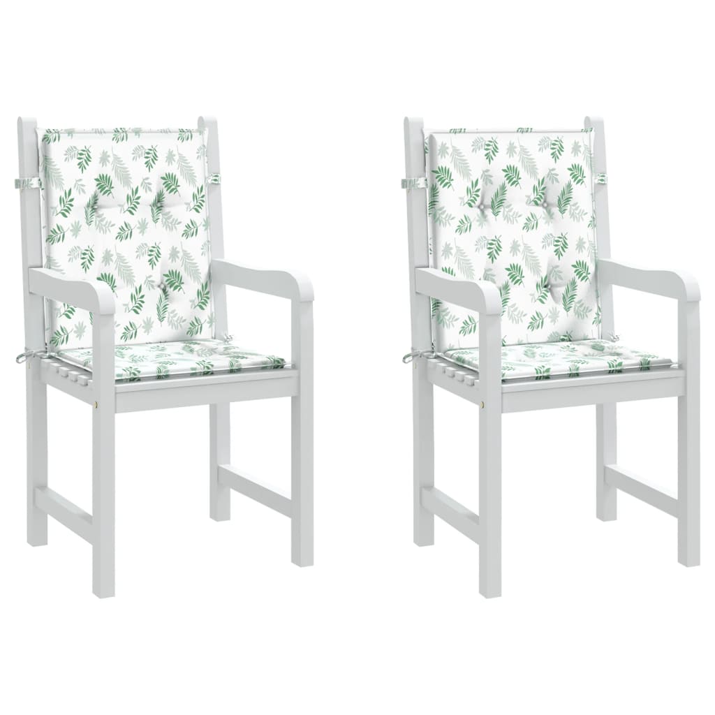 VidaXL chair cushions 2 pcs low back dust leaf pattern