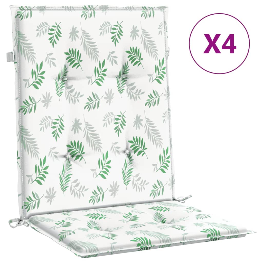 VidaXL chair cushions 4 st low back leaf pattern fabric