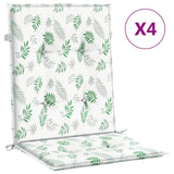 VidaXL chair cushions 4 st low back leaf pattern fabric