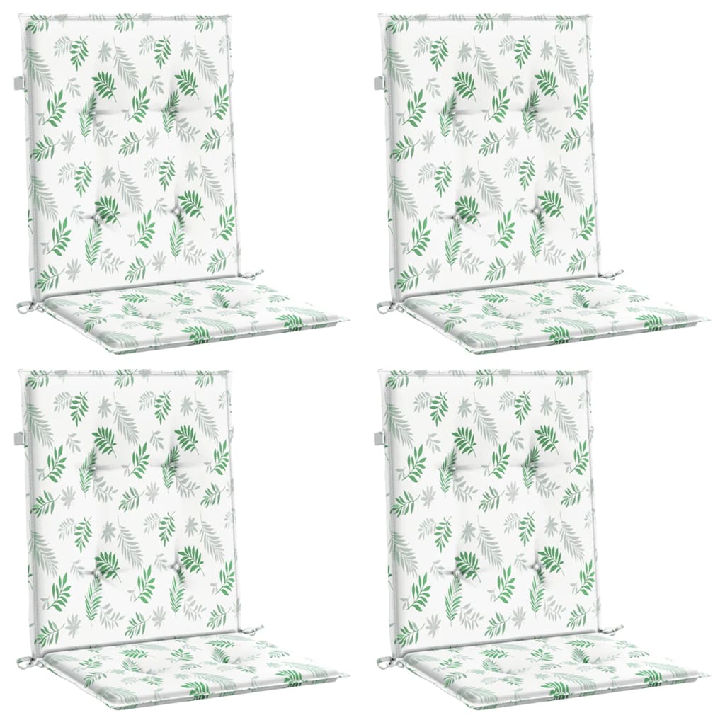 VidaXL chair cushions 4 st low back leaf pattern fabric
