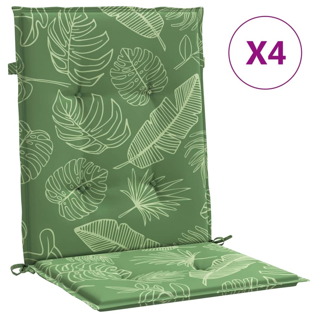 VidaXL chair cushions 4 st low back leaf pattern fabric