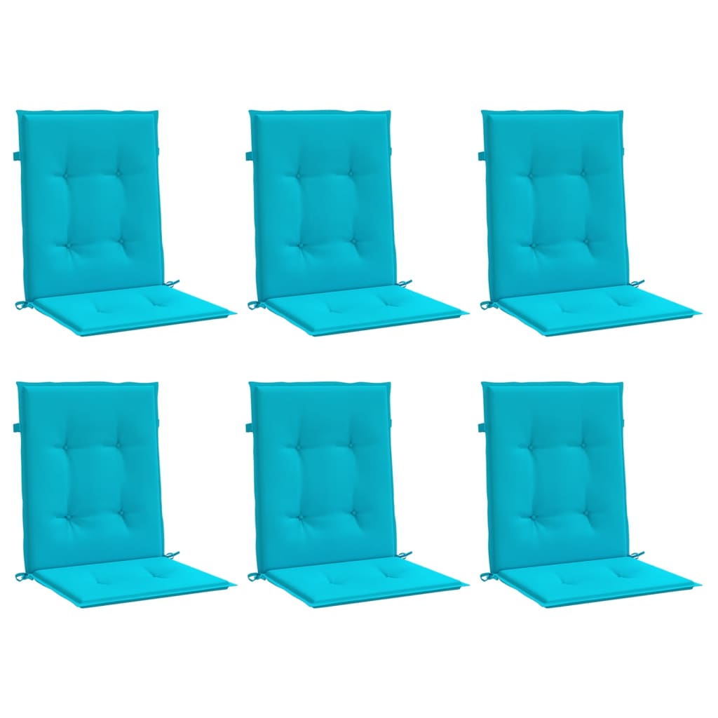 Coussins de chaise vidaxl 6 pcs Turquoise de tissu bas du dos bas
