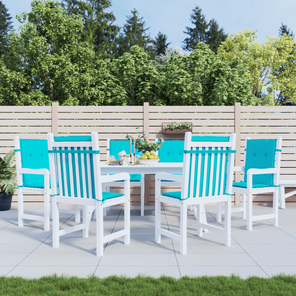 Coussins de chaise vidaxl 6 pcs Turquoise de tissu bas du dos bas