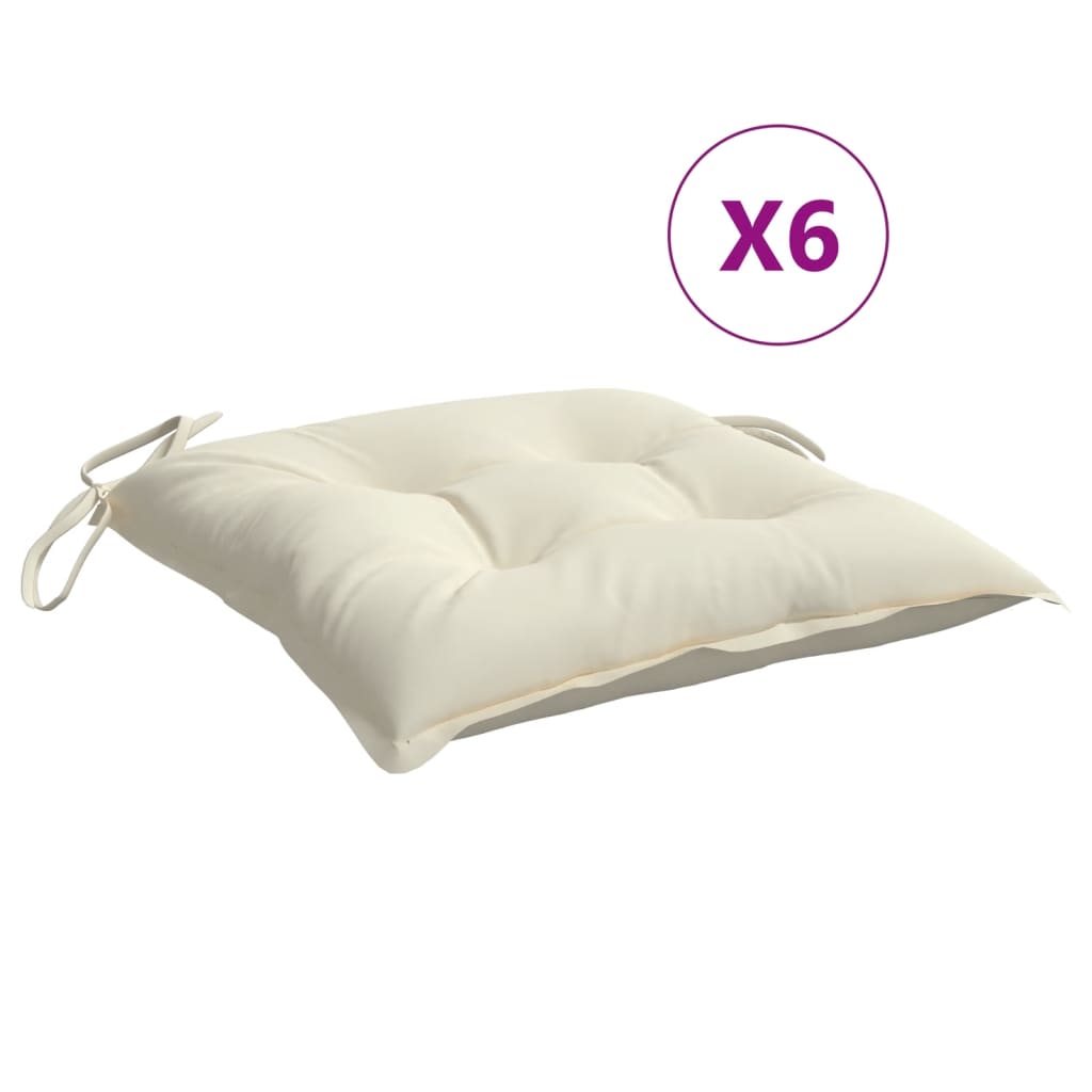 Polštáře židle Vidaxl 6 ks 40x40x7 cm tkanin crèmewit