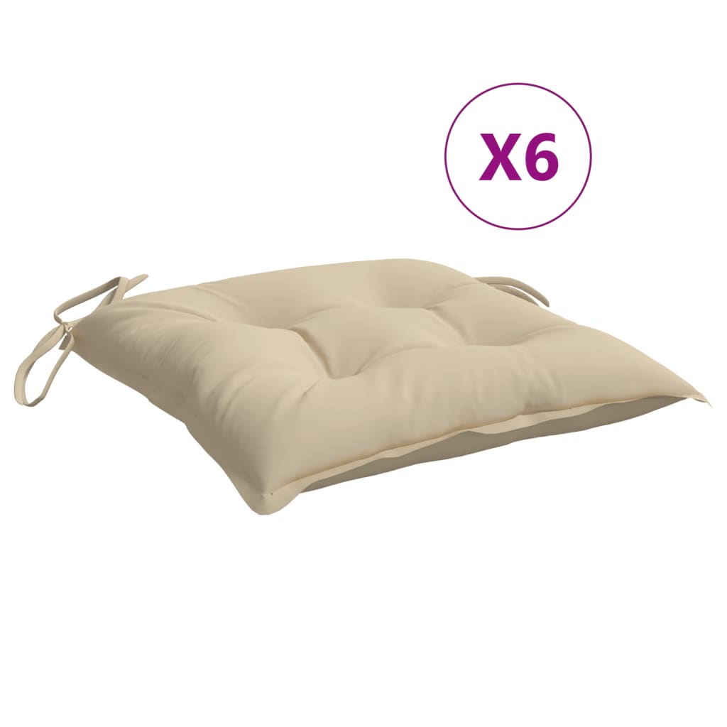 Polštáře židle Vidaxl 6 ks 40x40x7 cm oxford textilie beige