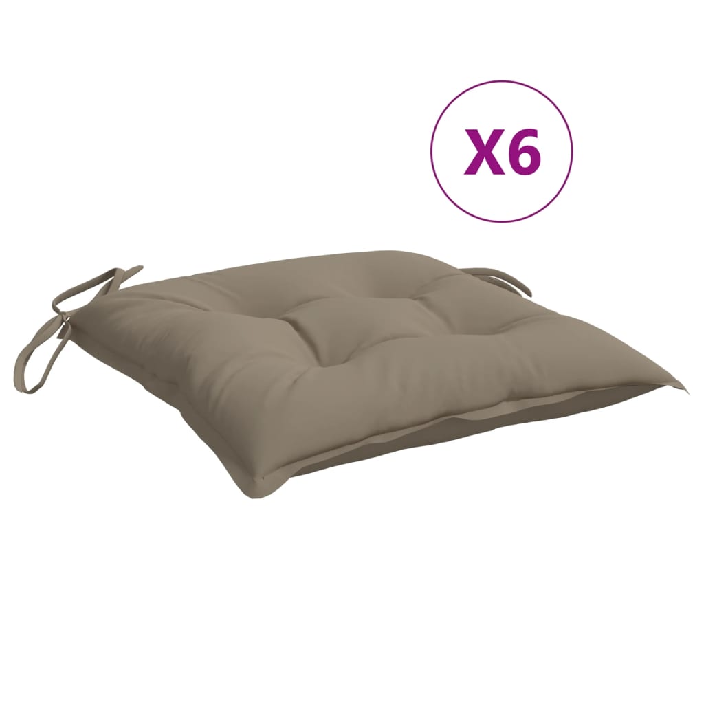Polštáře židle Vidaxl 6 ks 40x40x7 cm oxford tkanina taupe