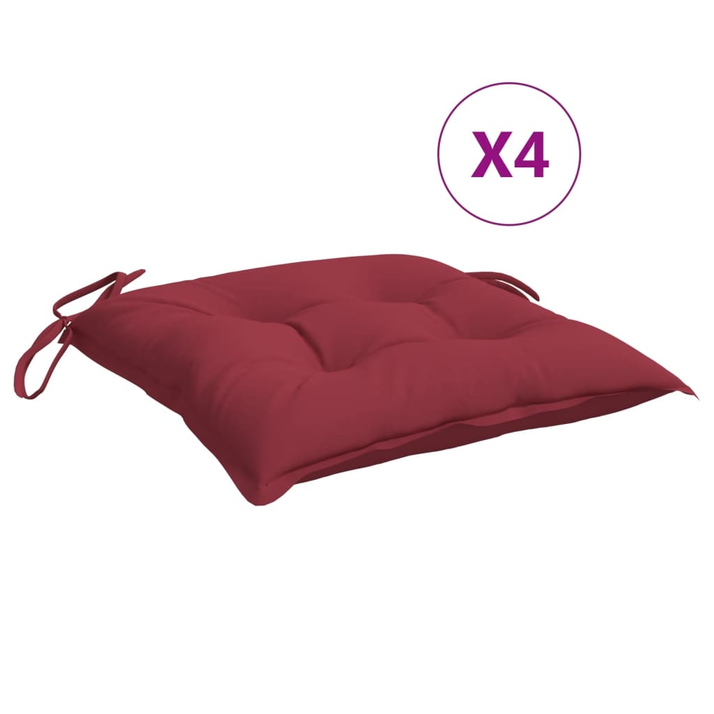 Polštáře židle Vidaxl 4 ks 40x40x7 cm Oxford Fabric víno červené