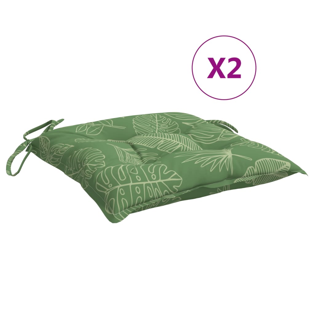 Polštáře židle Vidaxl 2 PCS vzorec listů 40x40x7 cm