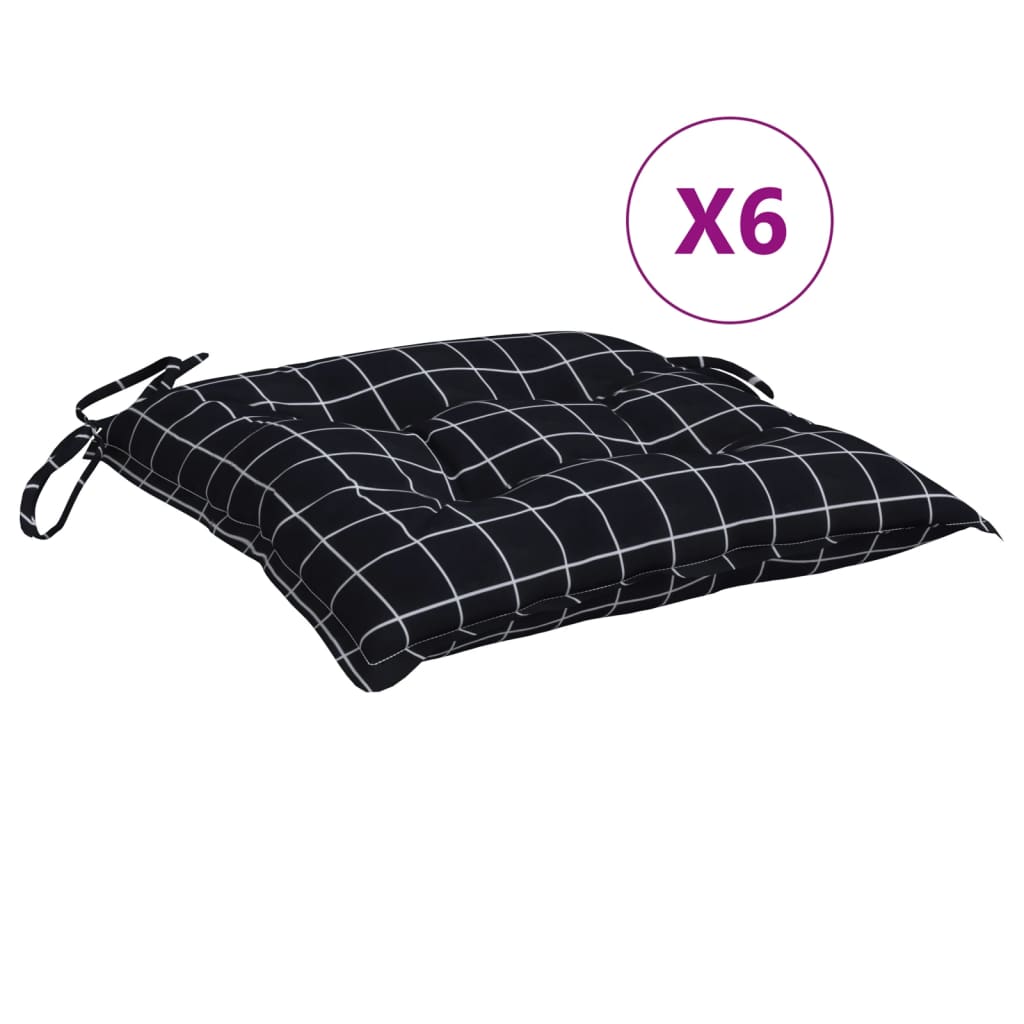 Vidaxl blazine za stol 6 St 50x50x7 cm tkanina diamantna vzorec črna