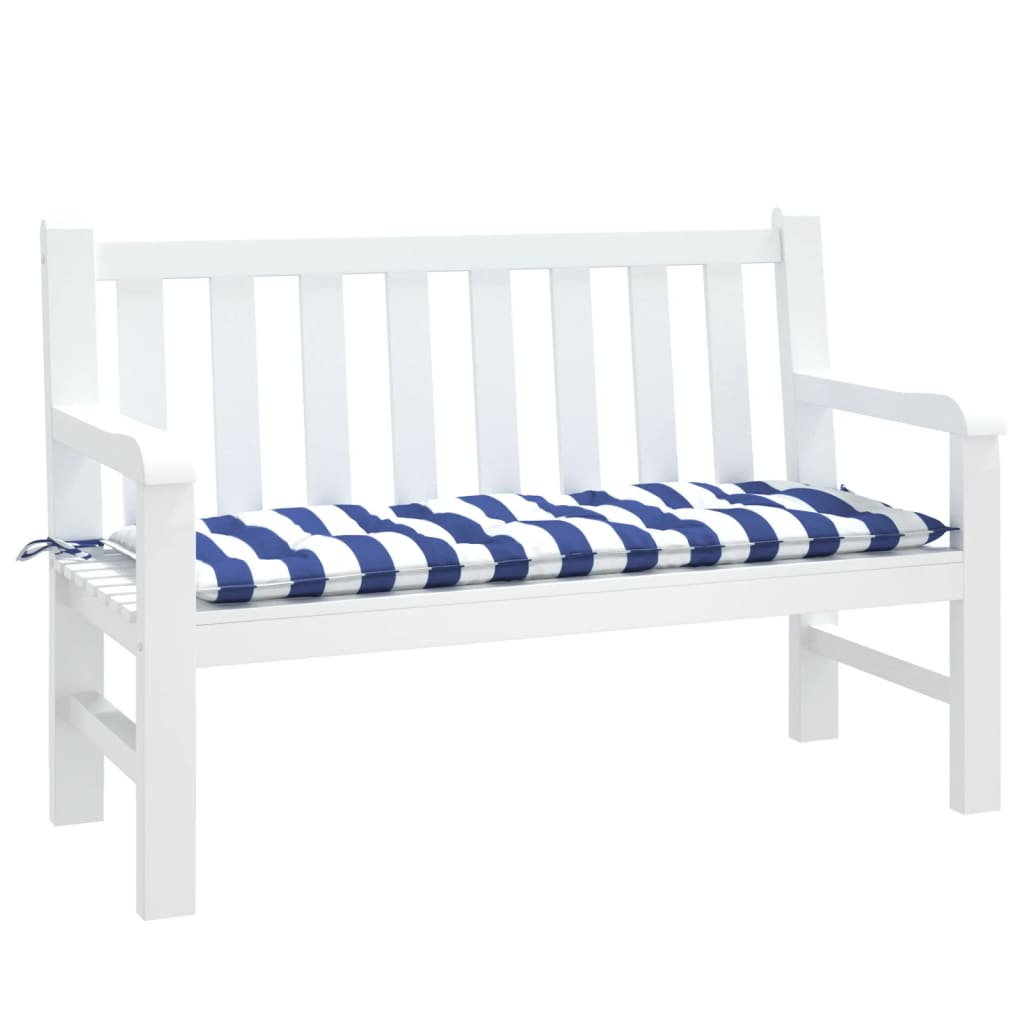 Vidaxl Garden Banch Cushion Striped 120x50x7 cm tessuto bianco e blu