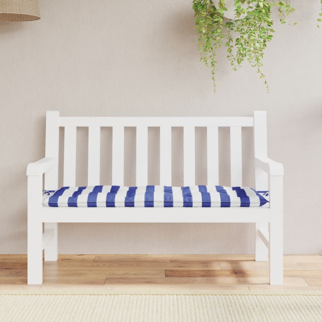 Vidaxl Garden Banch Cushion Striped 120x50x7 cm tessuto bianco e blu
