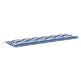 Vidaxl Garden Banch Cushion Striped 200x50x7 cm tessuto bianco e blu