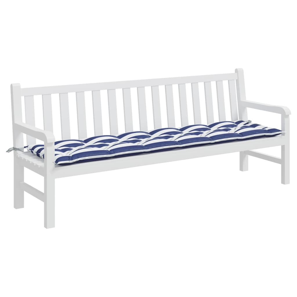 Vidaxl Garden Banch Cushion Striped 200x50x7 cm tessuto bianco e blu