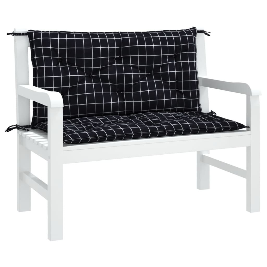 VidaXL Garden bench cushions 2 stedman pattern 100x50x7 cm Fabric Black