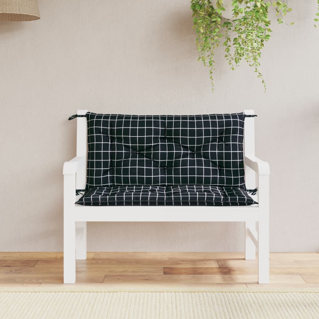 VidaXL Garden bench cushions 2 stedman pattern 100x50x7 cm Fabric Black