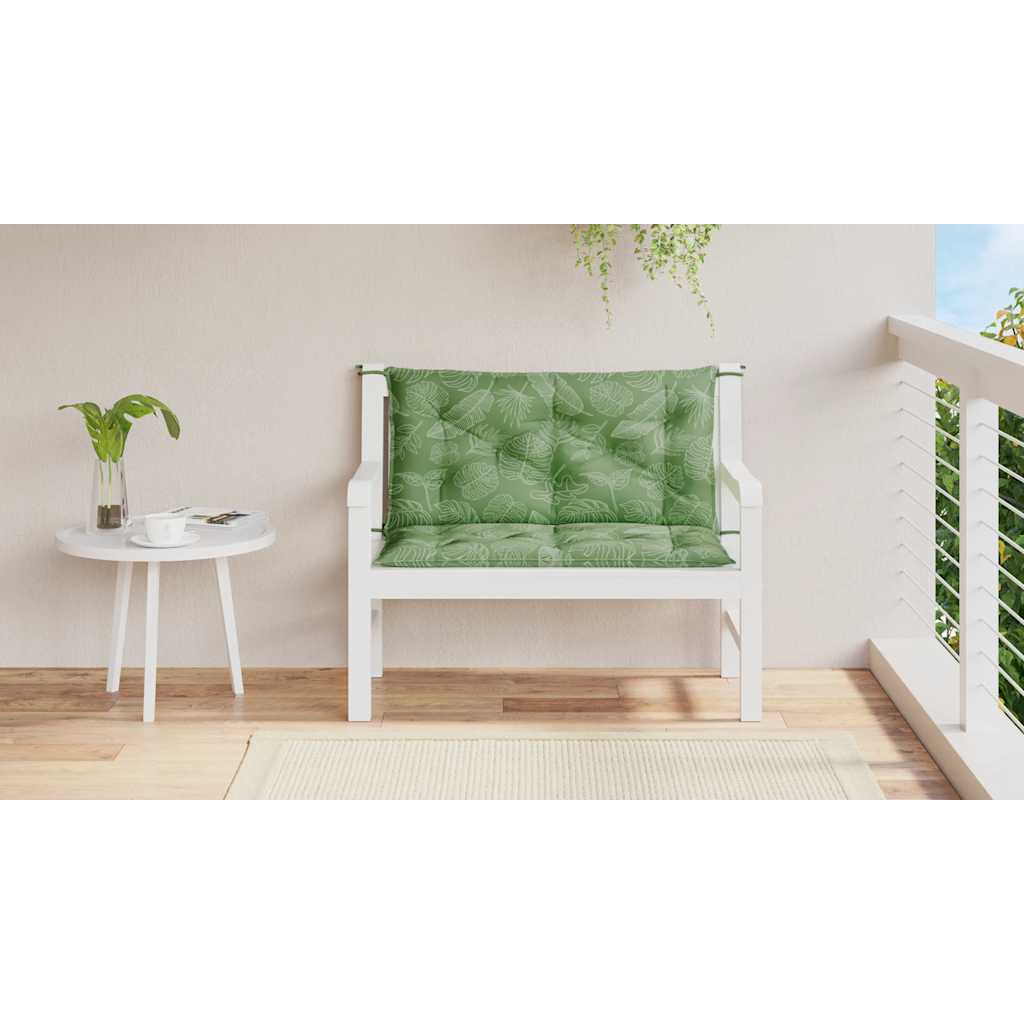 Vidaxl Garden Bench polštáře 2 PCS listový vzor 100x50x7 cm tkanina
