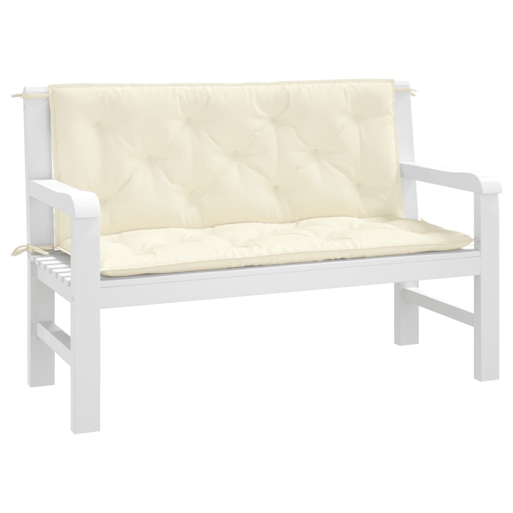Vidaxl Garden Bench Cushions 2 PCS 120x50x7 cm Crèmewit in tessuto Oxford