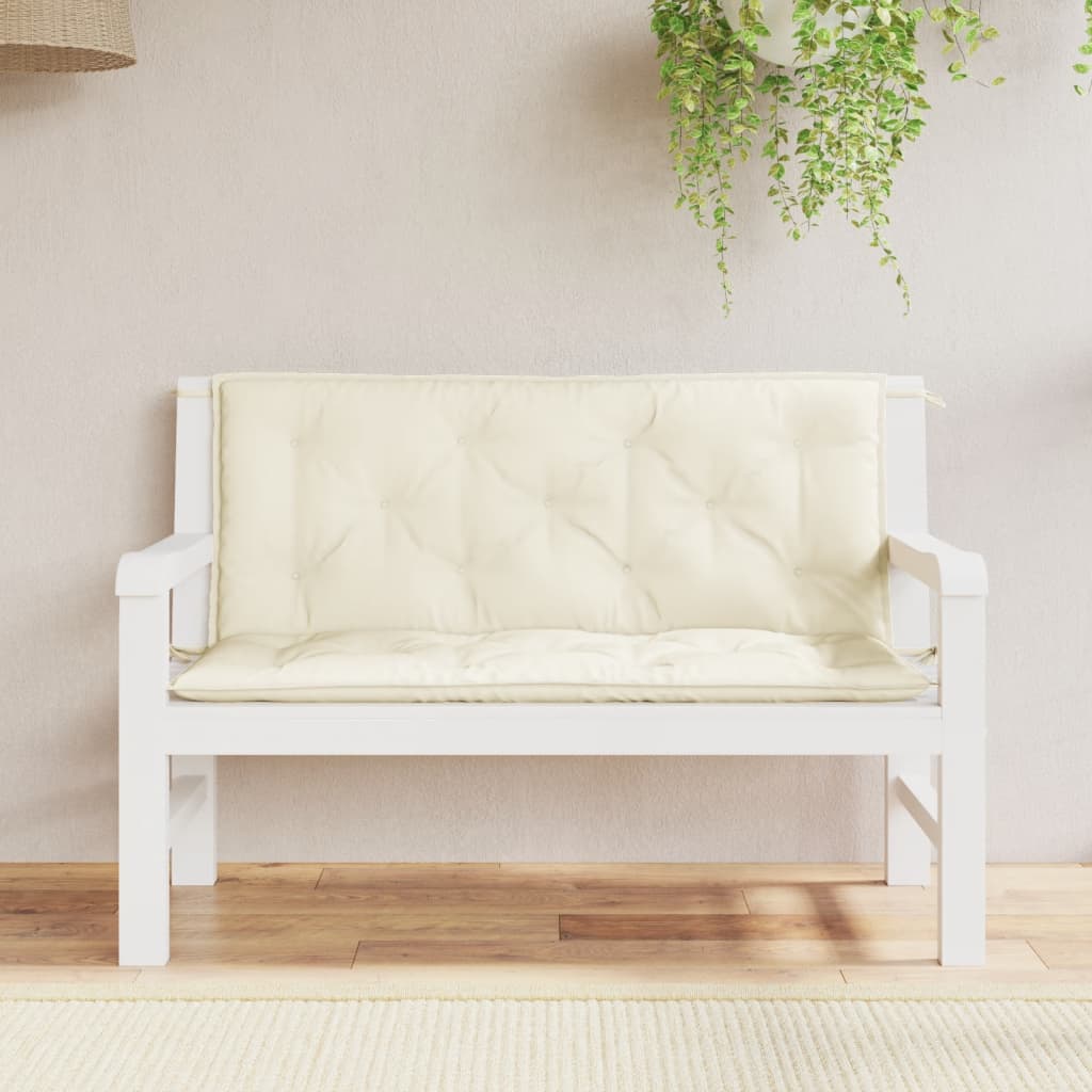 Vidaxl Garden Bench Cushions 2 PCS 120x50x7 cm Crèmewit in tessuto Oxford