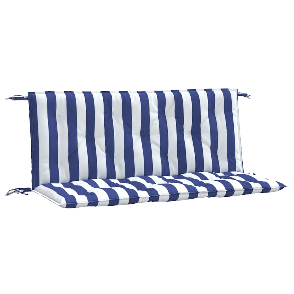 Vidaxl Garden Bench Cushions 2 St Stried 120x50x7 cm tessuto bianco e blu