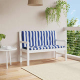 Vidaxl Garden Bench Cushions 2 St Stried 120x50x7 cm tessuto bianco e blu