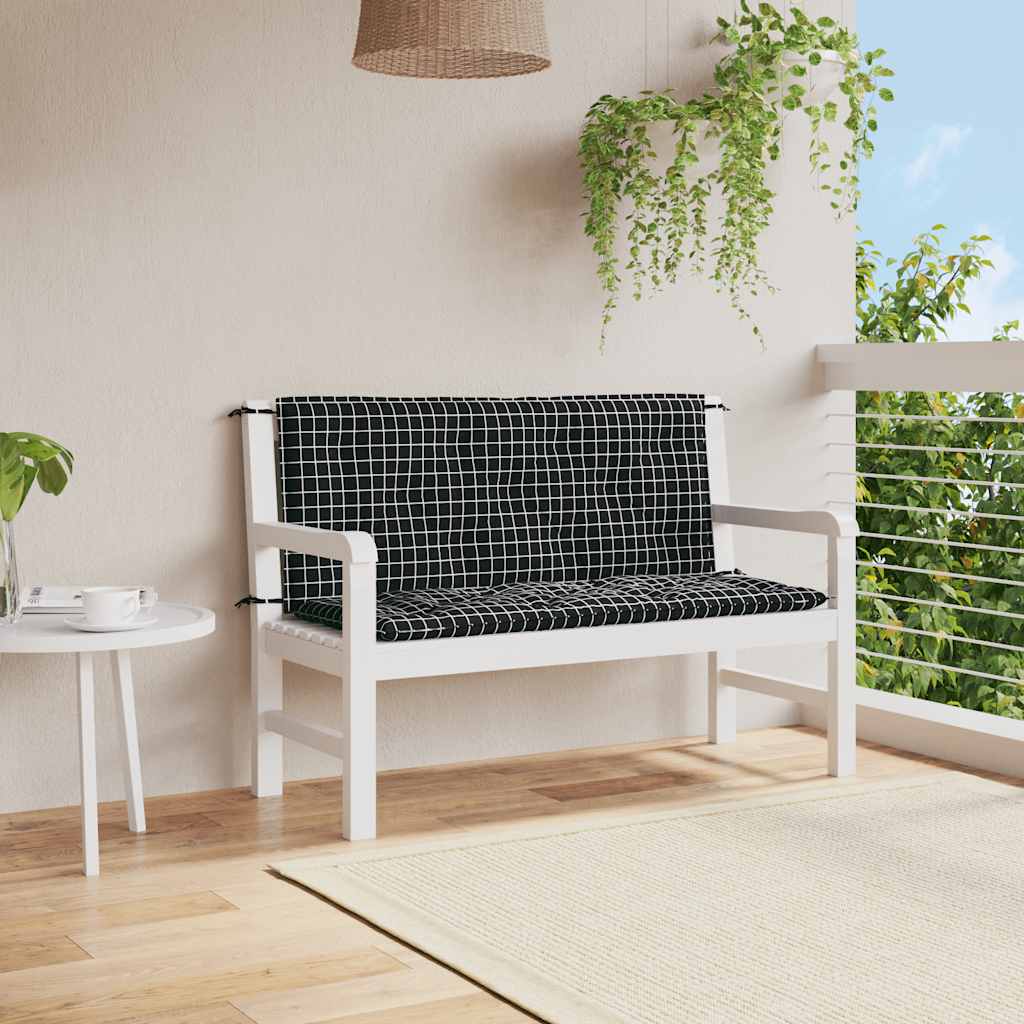 Vidaxl Garden Bench polštáře 2 Stedman vzor 120x50x7 cm tkanina černá