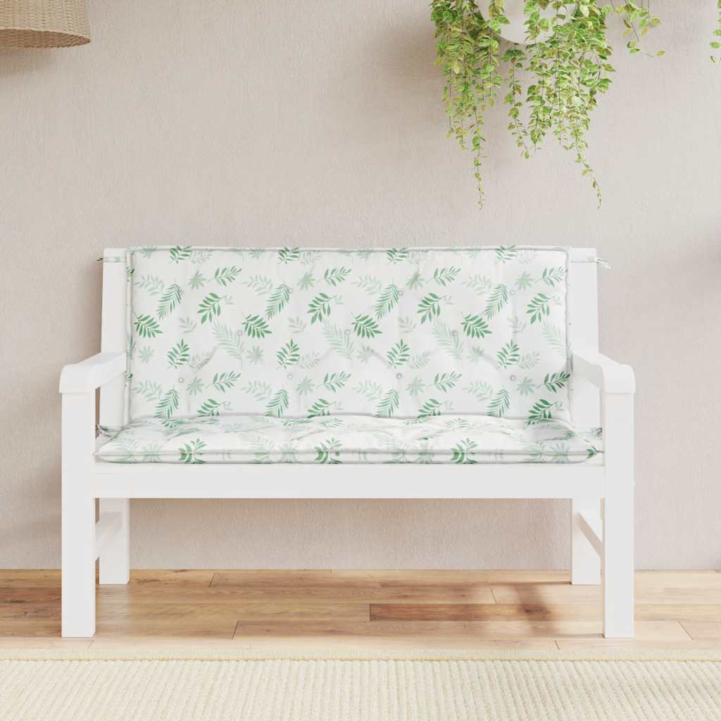 Vidaxl Garden Bench polštáře 2 PCS listový vzor 120x50x7 cm tkanina