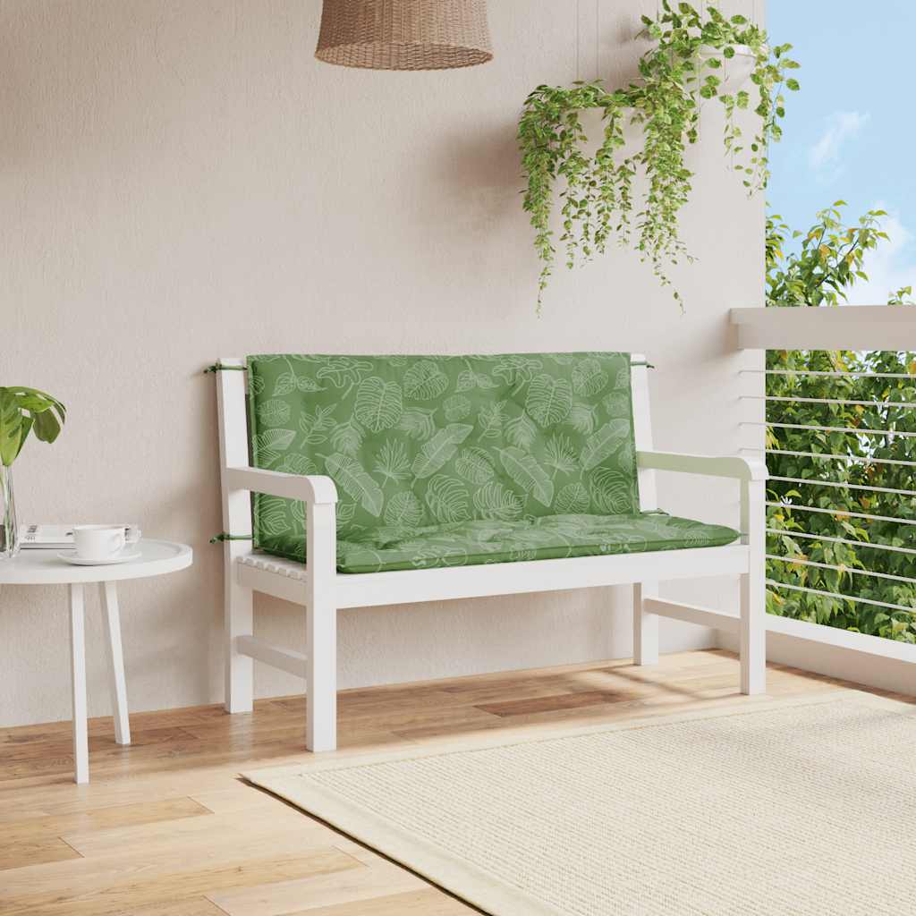 Vidaxl Garden Bench polštáře 2 PCS listový vzor 120x50x7 cm tkanina