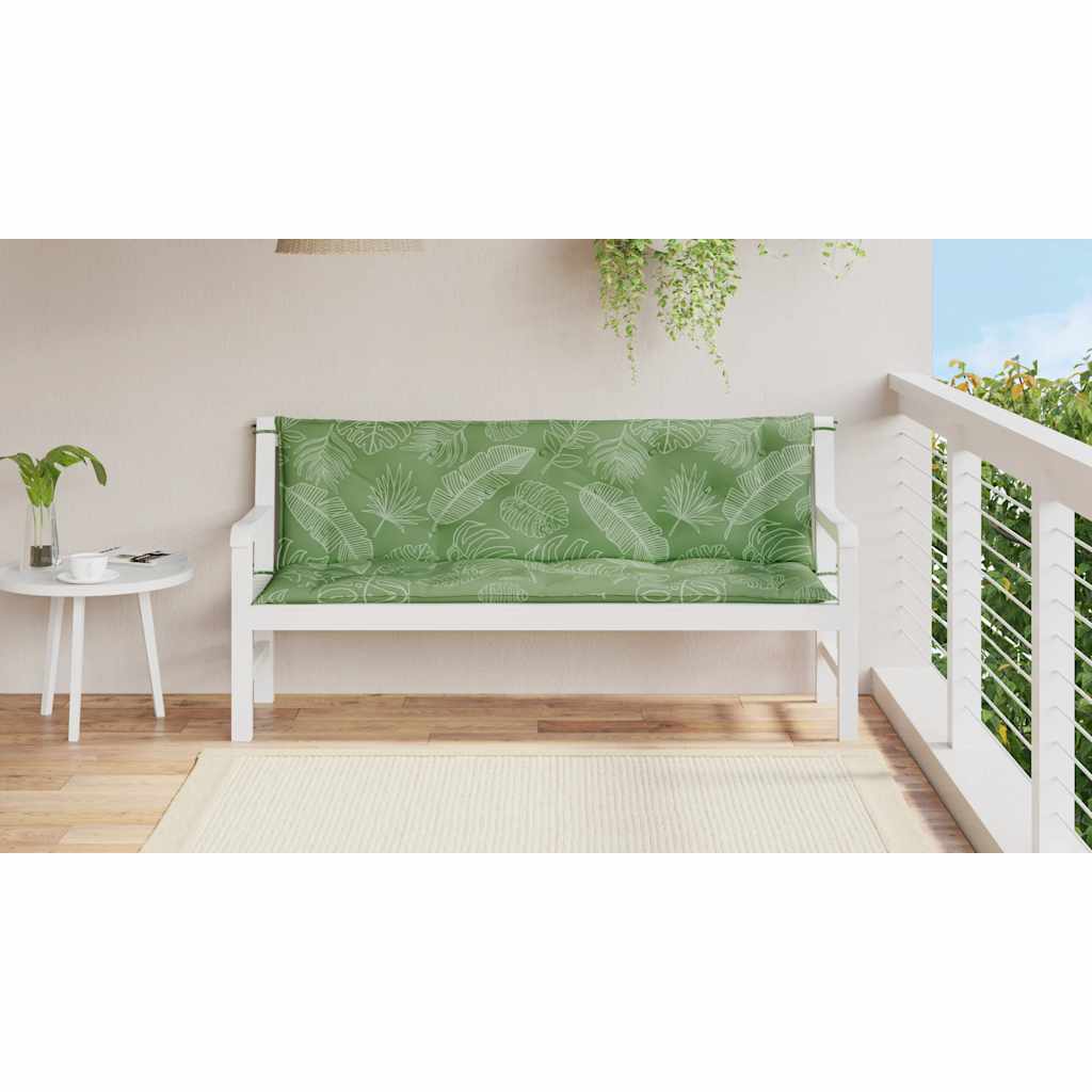 Vidaxl Garden Bench polštáře 2 PCS listový vzor 150x50x7 cm tkanina