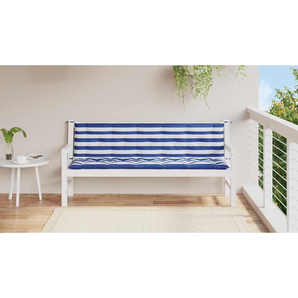 Vidaxl Garden Bench Cushions 2 St Oxford tessuto a strisce bianche e blu
