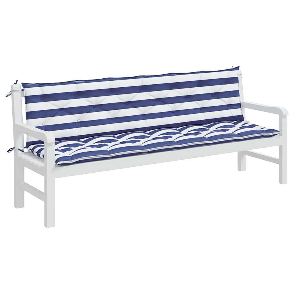 Vidaxl Garden bench cushions 2 ST striped 200x50x7 cm Fabric white and blue