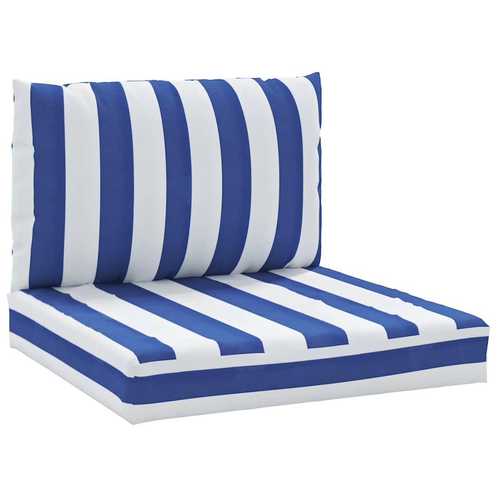 Cuscini da pallet Vidaxl 2 tessuto a strisce a strisce bianche e blu