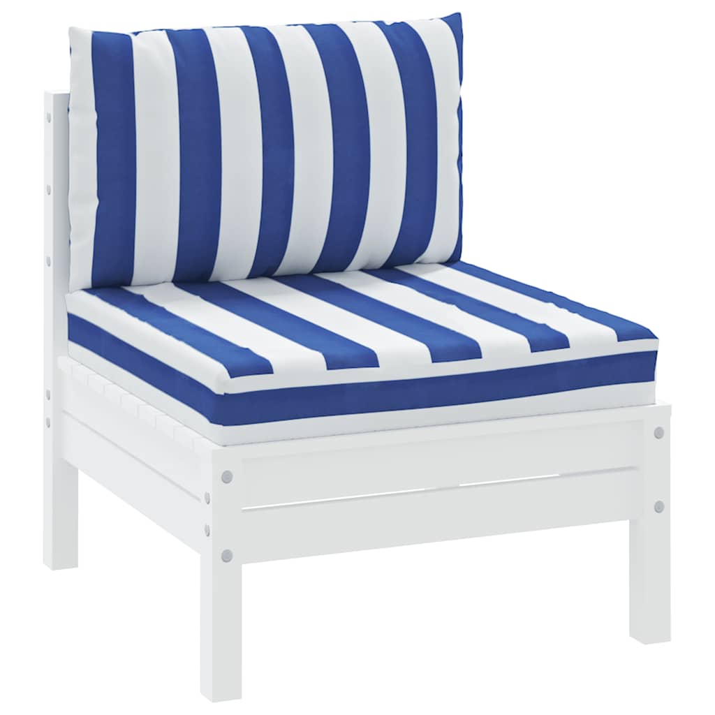 Cuscini da pallet Vidaxl 2 tessuto a strisce a strisce bianche e blu