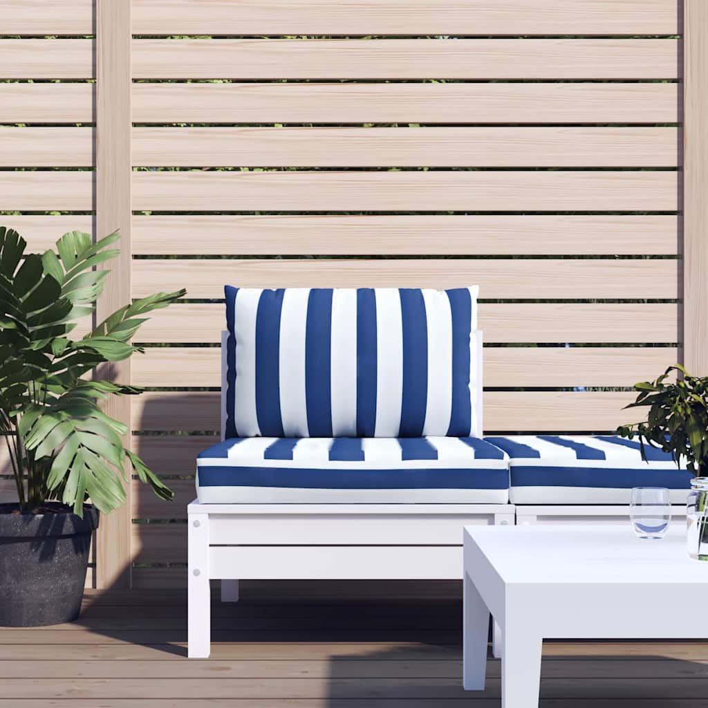 Cuscini da pallet Vidaxl 2 tessuto a strisce a strisce bianche e blu