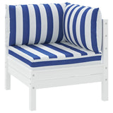 Cuscini da pallet Vidaxl 3 tessuto a strisce a strisce bianche e blu