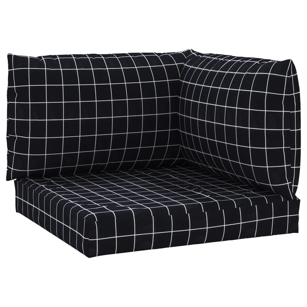 Vidaxl Pallet Cushions 3 Stedcase Pattern Oxford Fabric Black