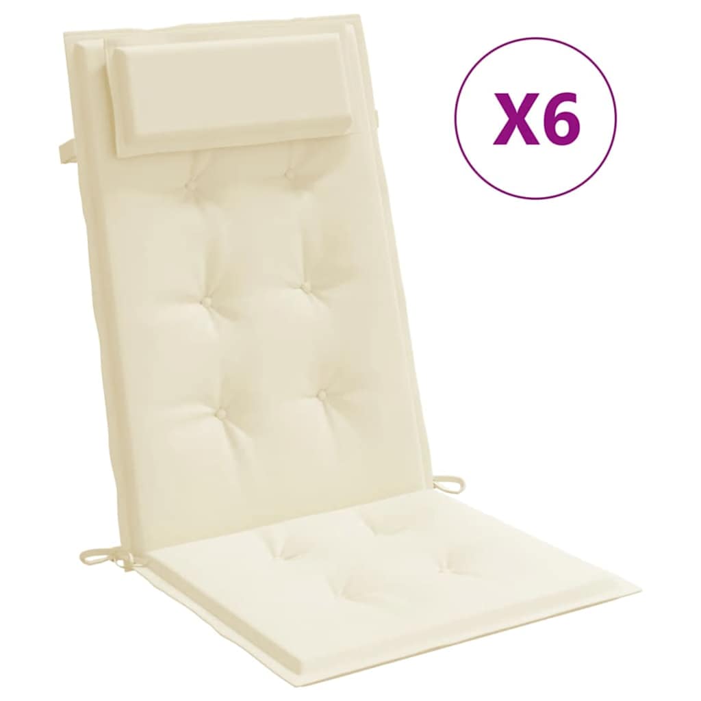 Vidaxl Stull Këssen 6 St High Réck Oxford Stoff Crème faarweg