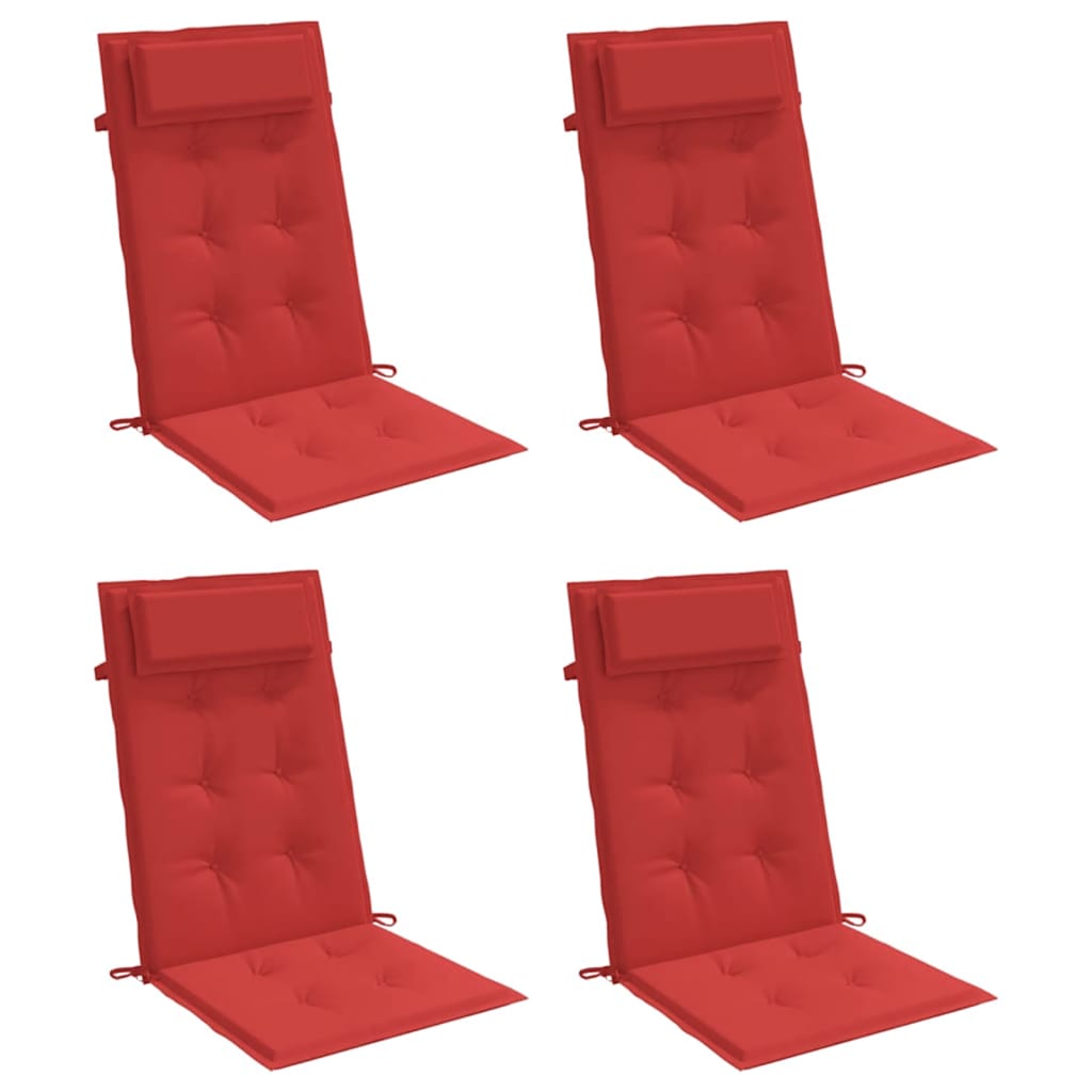 Polštáře židle Vidaxl 4 St High Back Oxford Fabric Red