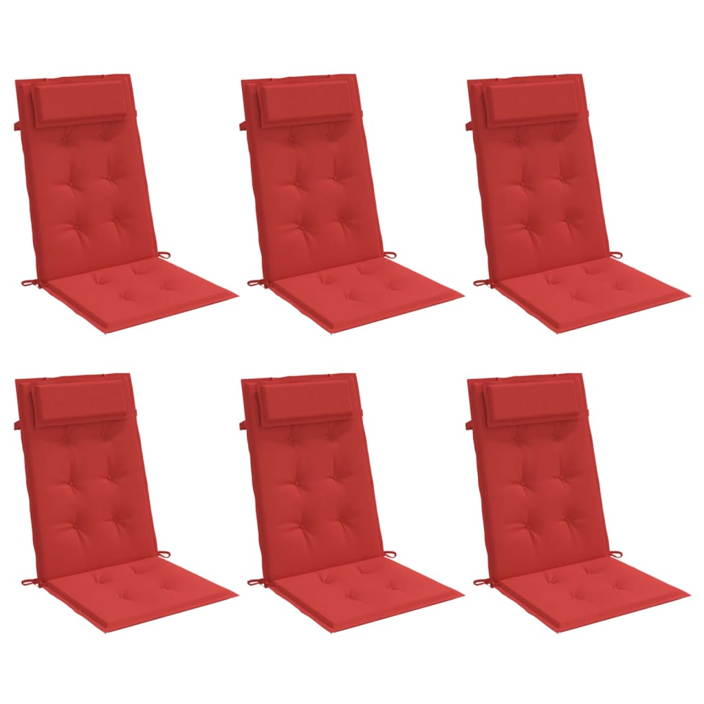 Polštáře židle Vidaxl 6 St High Back Oxford Fabric Red