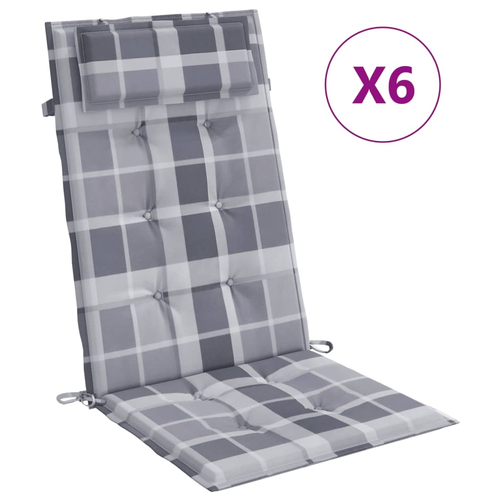 Vidaxl Chair cushions 6 st high back diamond pattern Oxford fabric gray