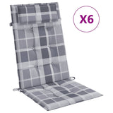 Vidaxl Chair cushions 6 st high back diamond pattern Oxford fabric gray
