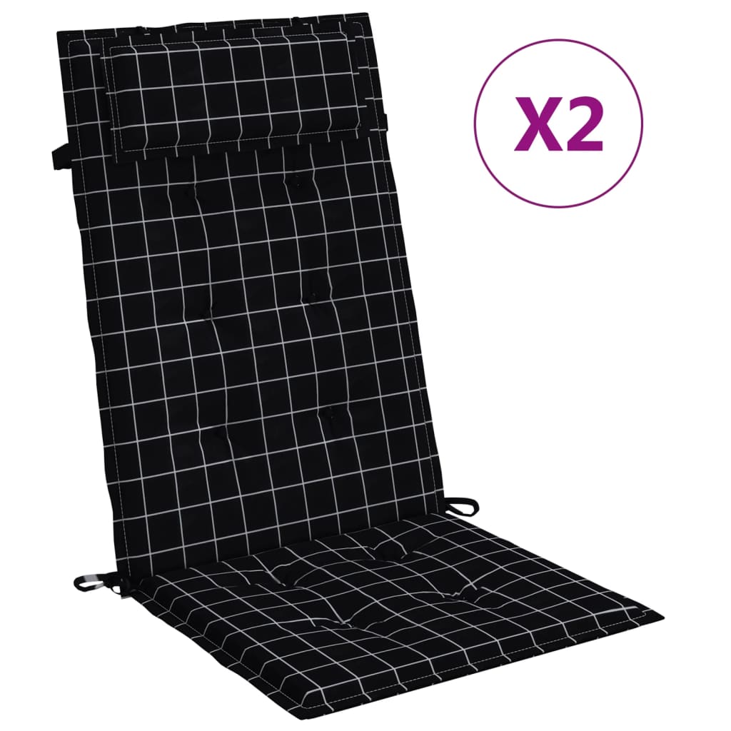Vidaxl Chair cushions 2 st high back window pattern Oxford fabric black