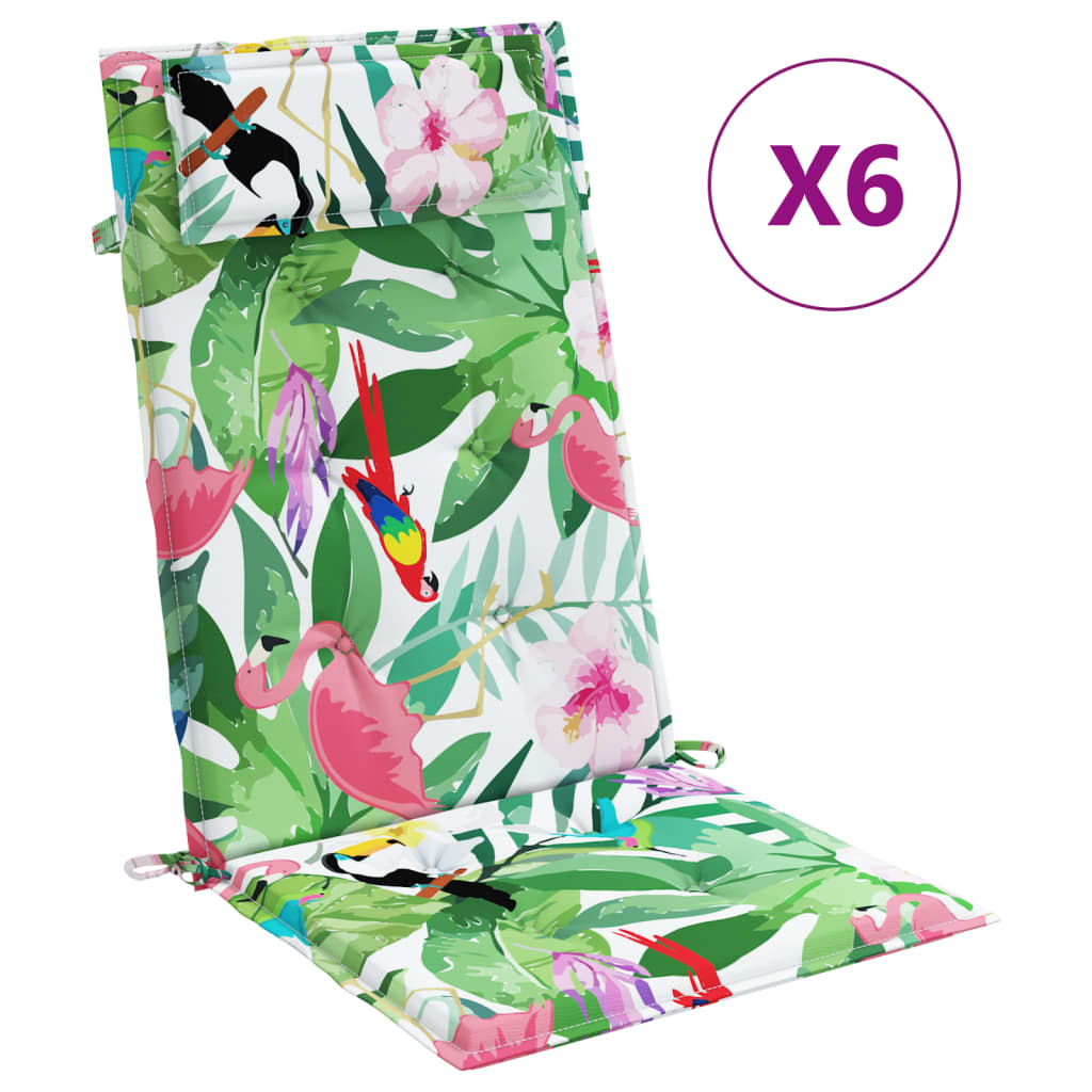Cuscini di sedia Vidaxl 6 St High retro in tessuto Oxford multilorato