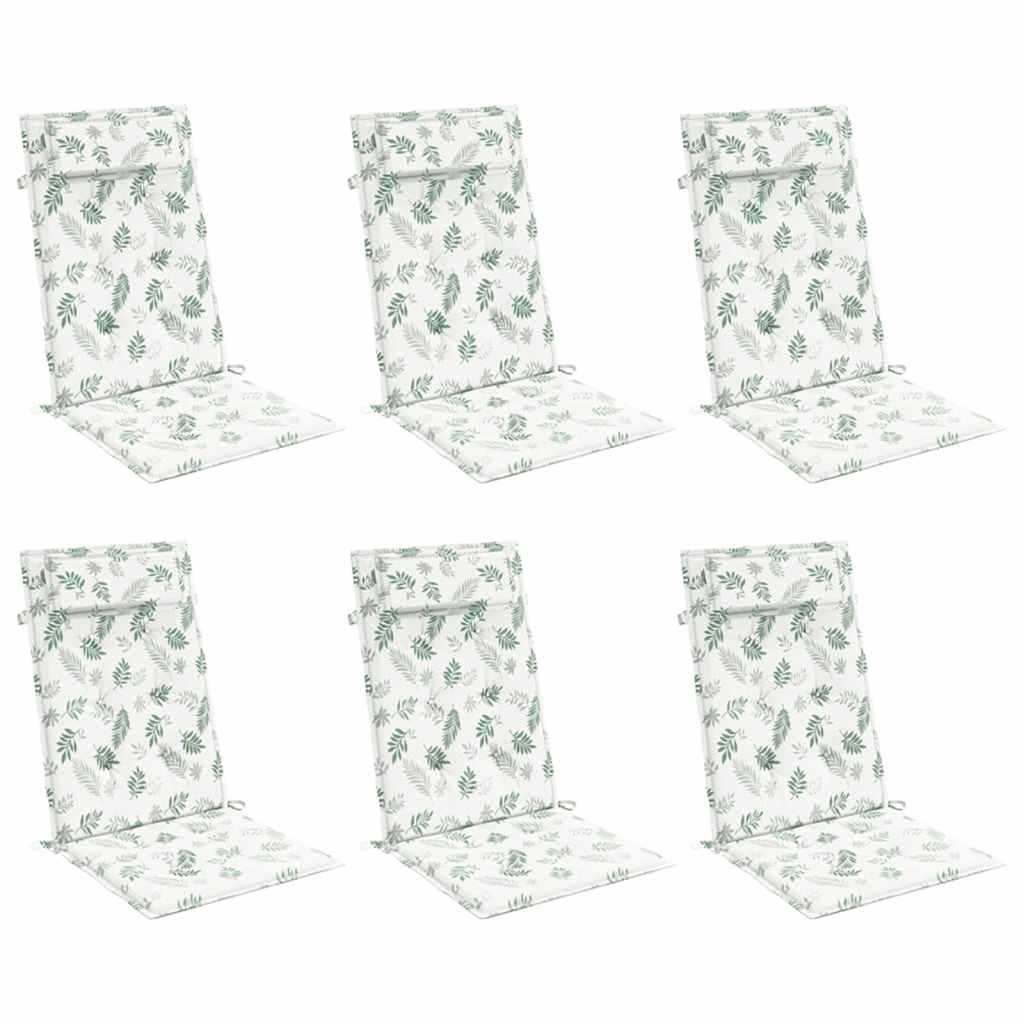 Vidaxl Chair cushions 6 st high back leaf pattern Oxford fabric
