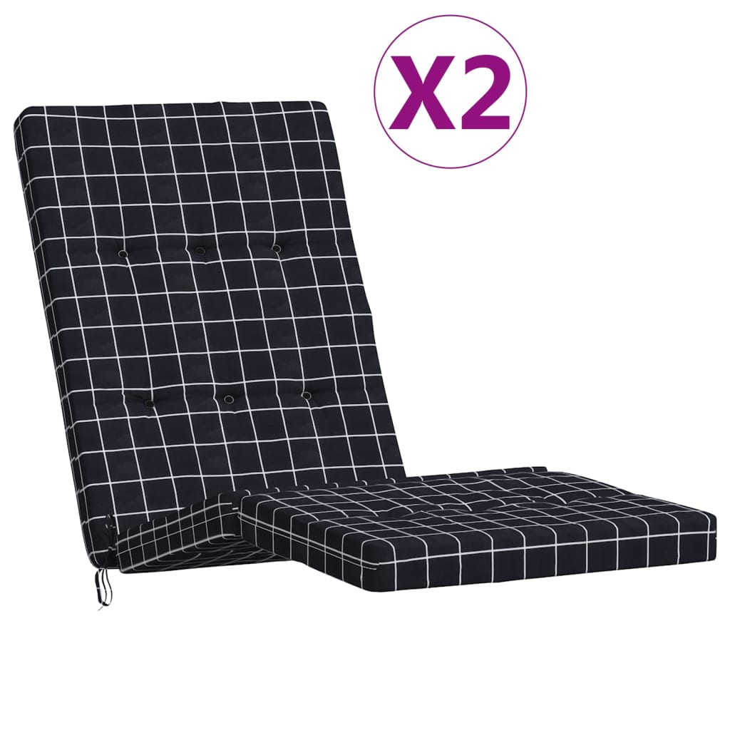 Vidaxl Cuscini da sedia da patio 2 pattern di stedcase tessuto oxford nero