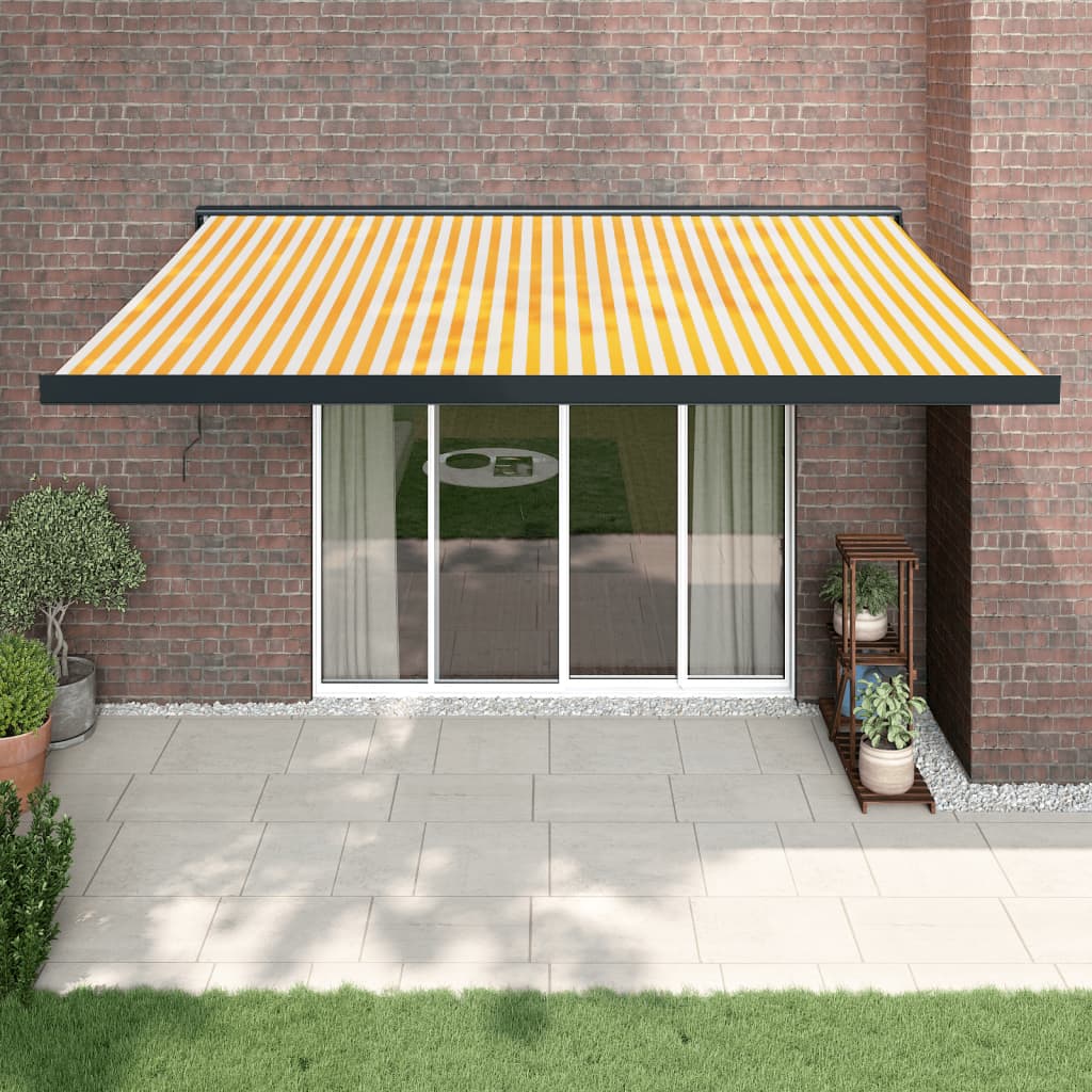 Vidaxl Luifel estendibile 4x3 m polvere e giallo in alluminio e bianco