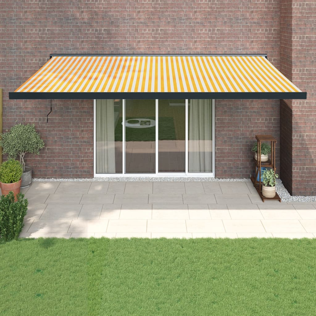 Vidaxl Luifel Extendable 5x3 m prah in aluminija rumeno in belo