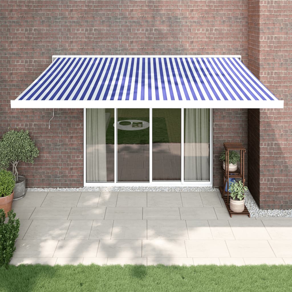 Vidaxl Luifel estendibile 4x3 m polvere e blu in alluminio e bianco